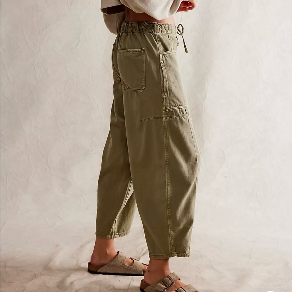 Free People Olive Green Cropped Utility Pants - Picture 5 of 12